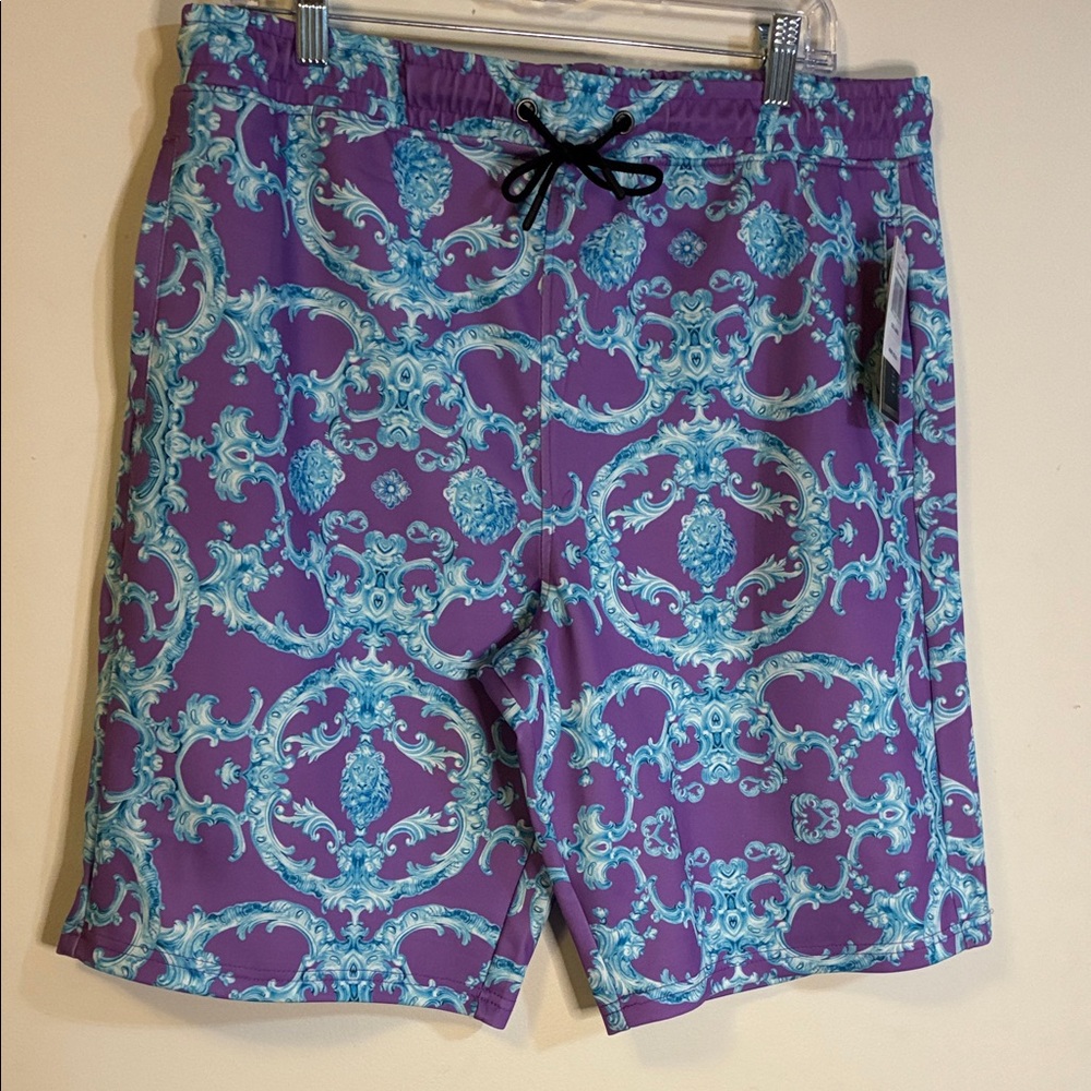 Baroque Gold Purple and Blue Men's Swim Shorts